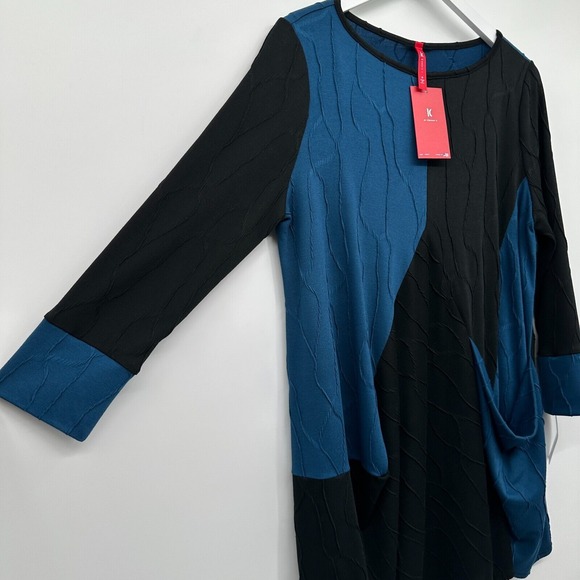 IC by Connie K Tunic Top Shirt‎ Blouse Medium 3/4 Sleeve Stretch Lagenlook New - Picture 2 of 14